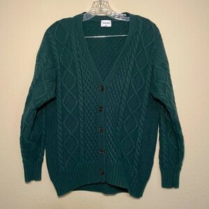 Aritzia‎ Sunday Best Peggy Cable Knit Blend Cardigan Sweater Buttons Green XXS